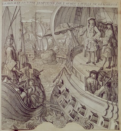 Overwinning van de marine van Lodewijk XIV (1638-1715) tegen de Engelse en Nederlandse vloot in 1704 door French School